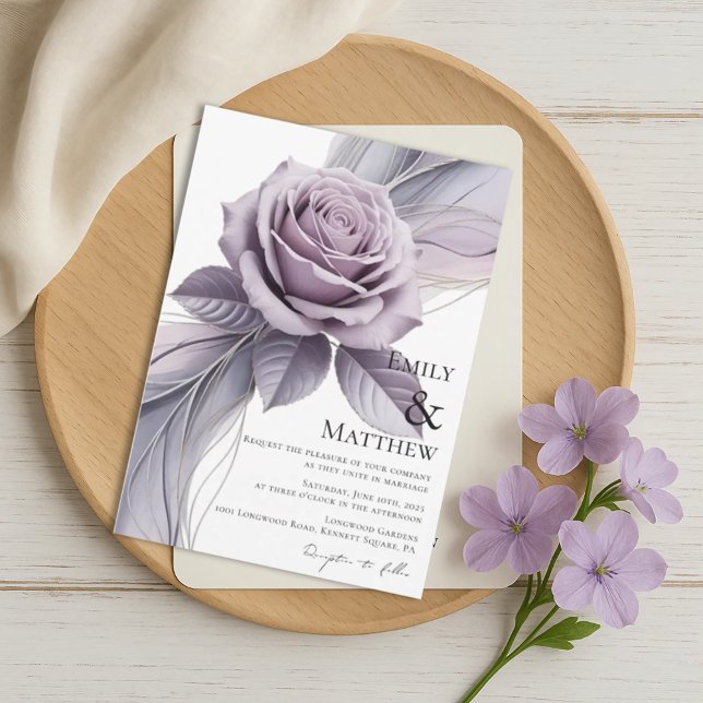 Violet Floral Wedding Invitation Inbjudningar (Skapare uppladdad)