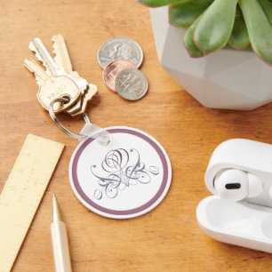 Violet Flourish Ro Designer Keychain Nyckelring