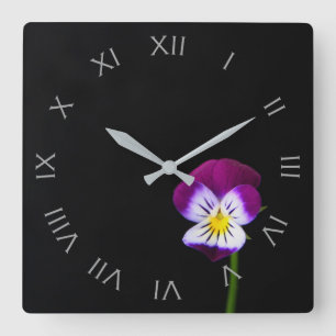 Violet Flower Grått Roman Nummer wc Fyrkantig Klocka