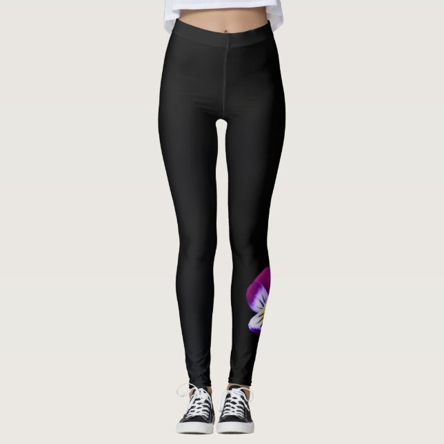 Violet Flower lecna Leggings (Framsida)