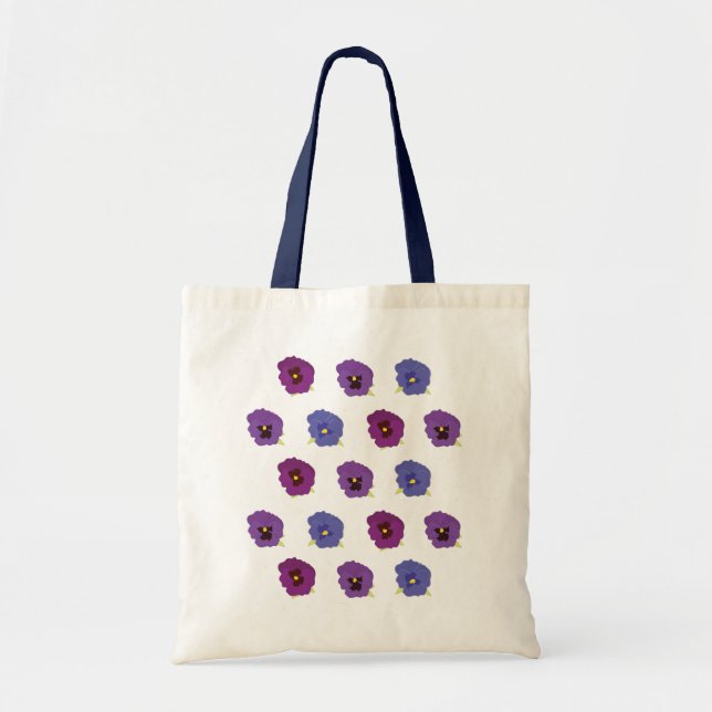 Violet Flower Mönster Tote Bag Tygkasse (Framsidan)