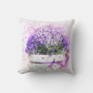 Violet Flower Watercolor Kudde