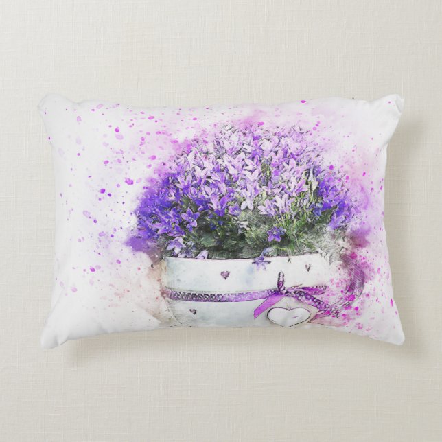 Violet Flower Watercolor Prydnadskudde (Framsidan)