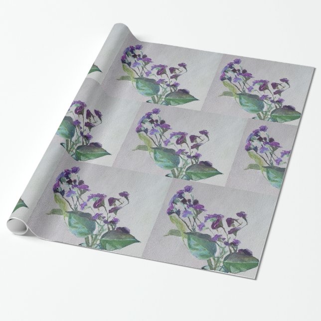 Violet Flower Wrapping Papper Presentpapper (Utrullad)