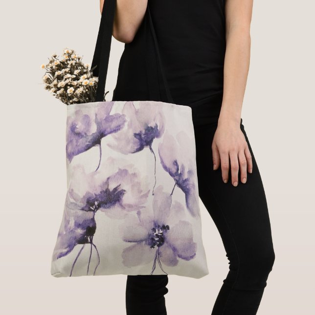 Violet Flowers All-over-Print Tote Tygkasse (Närbild)
