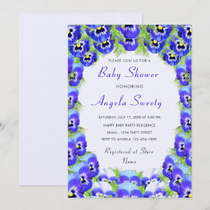 Violet Flowers Baby Shower-inbjudan