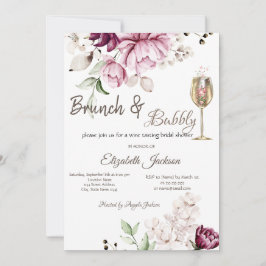 Violet Flowers Brunch & Bubbly Bröllopsdusch Inbjudningar