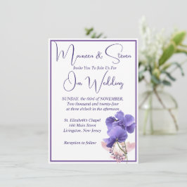 Violet Flowers Elegant White Bröllop Inbjudningar