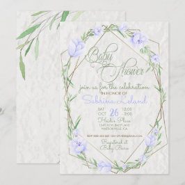 Violet Flowers Greenery Terrarium Baby Shower Inbjudningar