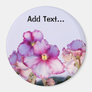 Violet Flowers Large, 3-tums Round Magnet