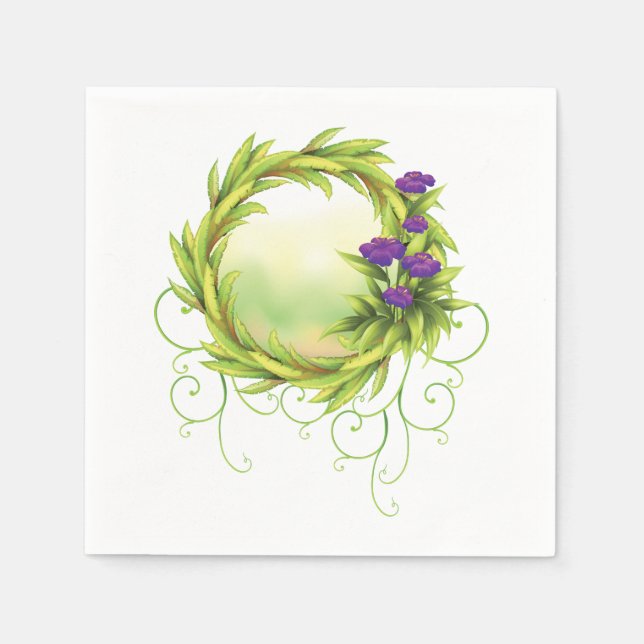 Violet Flowers Pappra Napkins Pappersservett (Framsidan)