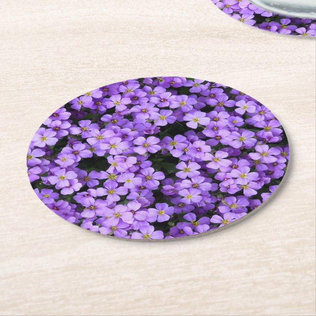 Violet Flowers Pappra Underlägg Violets Vår Papper Rund (Vinklad)