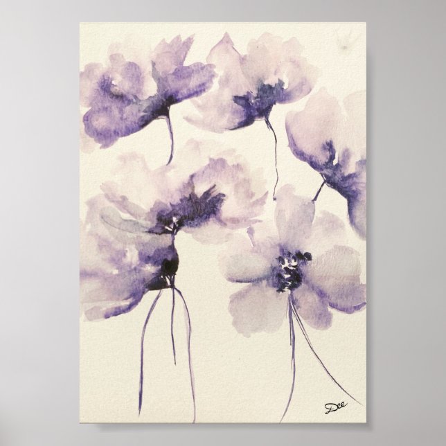 Violet Flowers Premium 5x7 Poster av Canvas Gloss (Framsidan)