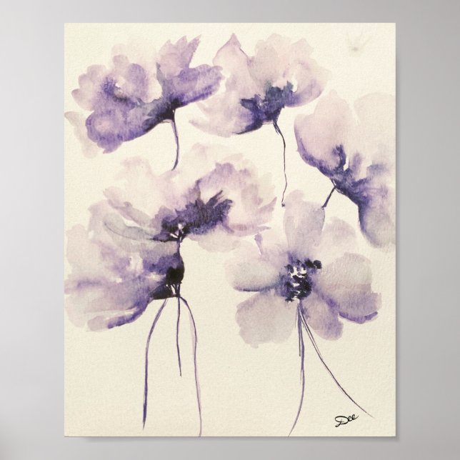 Violet Flowers Premium 8x10 Poster av arbetsytans  (Framsidan)
