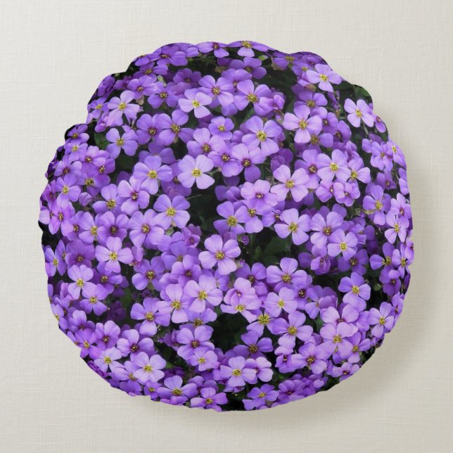 Violet Flowers Rund Kudde (Framsidan)