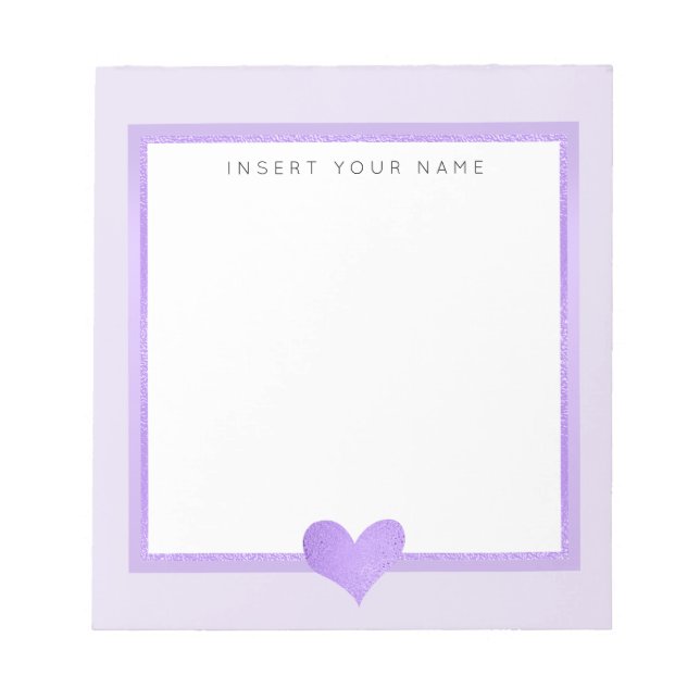 Violet Foil Heart Personlig Anteckningsblock 5,5 x (Framsida)