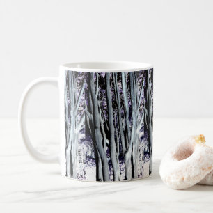 Violet Forest Träd Lila Grått Art Photography Kaffemugg