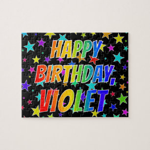 "VIOLET" Förnamn, Rolig "GRATTIS PÅ FÖDELSEDAGEN" Pussel