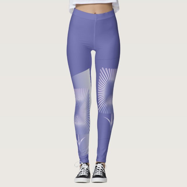 Violet fyrkantig blomma leggings (Framsida)