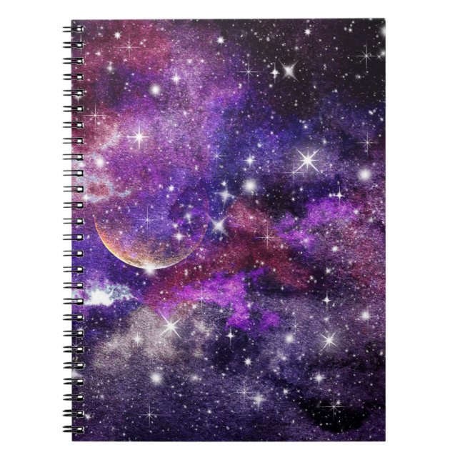 Violet Galaxy Milky Way med Planet Anteckningsbok (Framsidan)