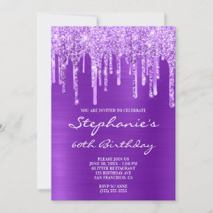 Violet Glitter och Foil Drick Birthday Inbjudningar