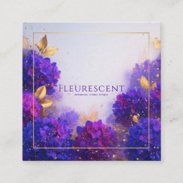 Violet Gold Floral Geometric Frame Elegant Fyrkantigt Visitkort