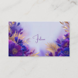 Violet Gold Floral Geometric Frame Elegant Visitkort