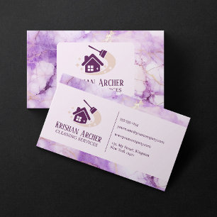 Violet Gold Pink Marble Städhjälp för hushållstjän Visitkort
