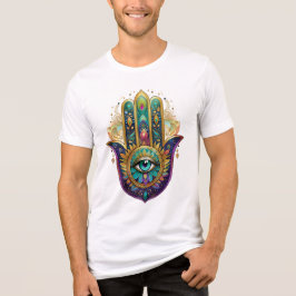 Violet Green Gold Petals Hamsa Turquoise Third Eye T Shirt