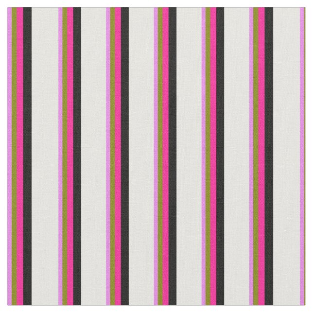 Violet, Grönt, djup Rosa, Svartvit Linjer Tyg (Närbild)