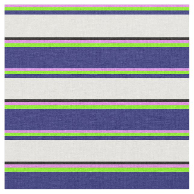 Violet, Grönt, Midnight Blue, White & Black Linjer Tyg (Närbild)