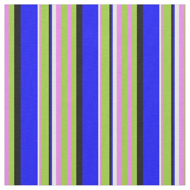 Violet, Grönt, Svart, Blå och vit Färgad Linjer Tyg (Närbild)