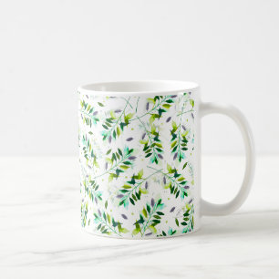 Violet & Grönt Watercolor Botanical Löv Kaffemugg