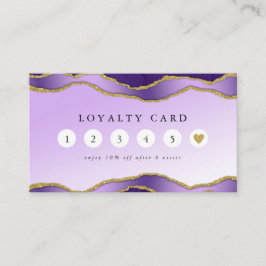 Violet & Guld Marble Agate Beauty Salon Loyalty Visitkort