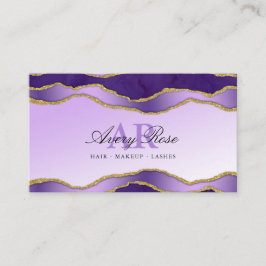 Violet & Guld Marble Agate Beauty Salon Visitkort