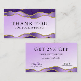 Violet & Guld Marble Agate - tack för ditt kort