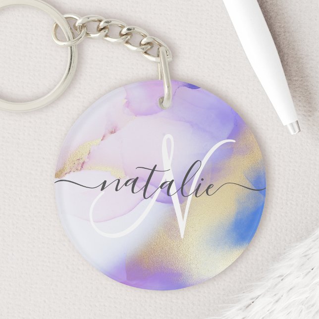 Violet Guld Watercolor Luxury Anpassningsbar Monog (Skapare uppladdad)