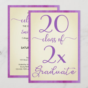 Violet Gult Class of Studenten Inbjudningar