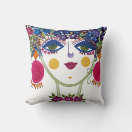 Violet - Gypsy Garden Girl Cotton Pillow Kudde