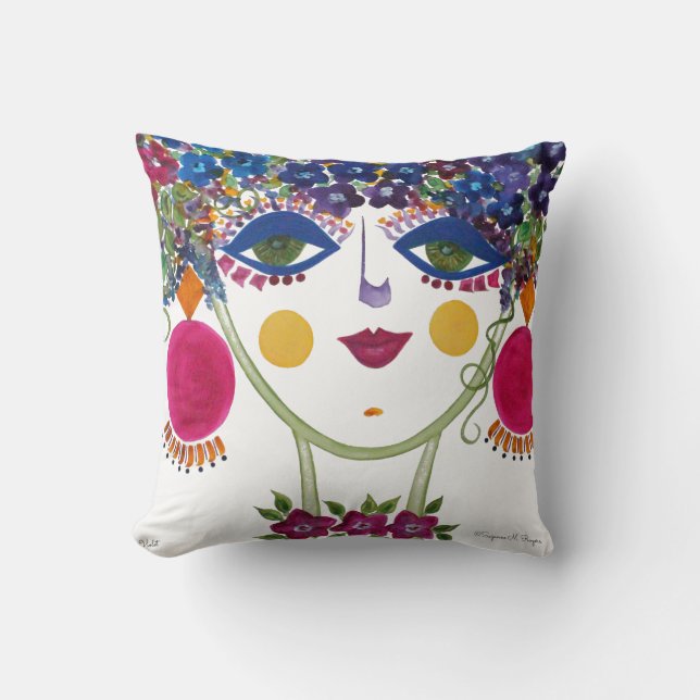 Violet - Gypsy Garden Girl Cotton Pillow Kudde (Framsida)