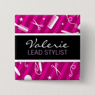Violet Hair Salon Namn Badge Knapp