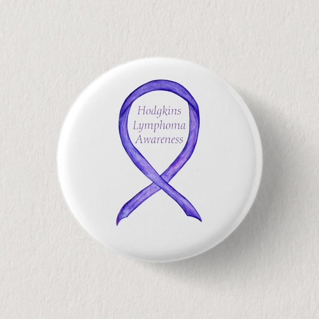 Violet Hodgkins Lymphoma Awareness Ribbon Button Knapp (Framsida)