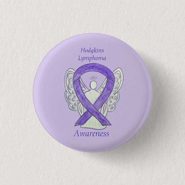 Violet Hodgkins Lymphoma Ribbon Angel Stift Knapp (Framsida)
