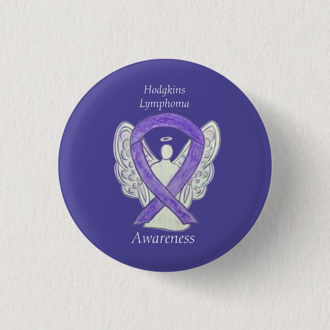 Violet Hodgkins Lymphoma Ribbon Angel Stift Knapp (Framsida)