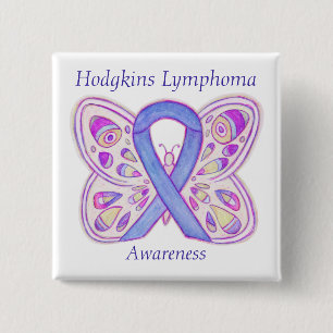 Violet Hodgkins Lymphoma Ribbon Butterfly Buttons Knapp