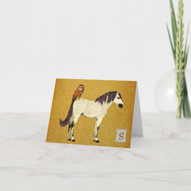 Violet Horse & Uggla Monogram Notecard Anteckningskort (Framsida)