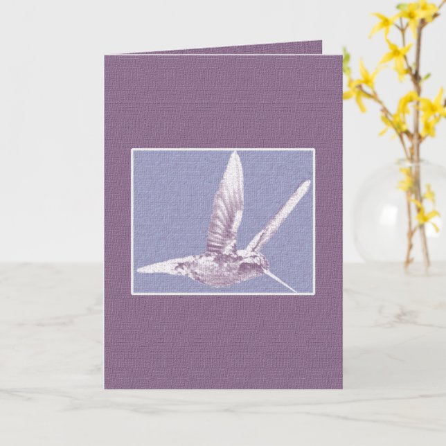 Violet Hummingbird-hälsningskort Kort (Gul blomma)