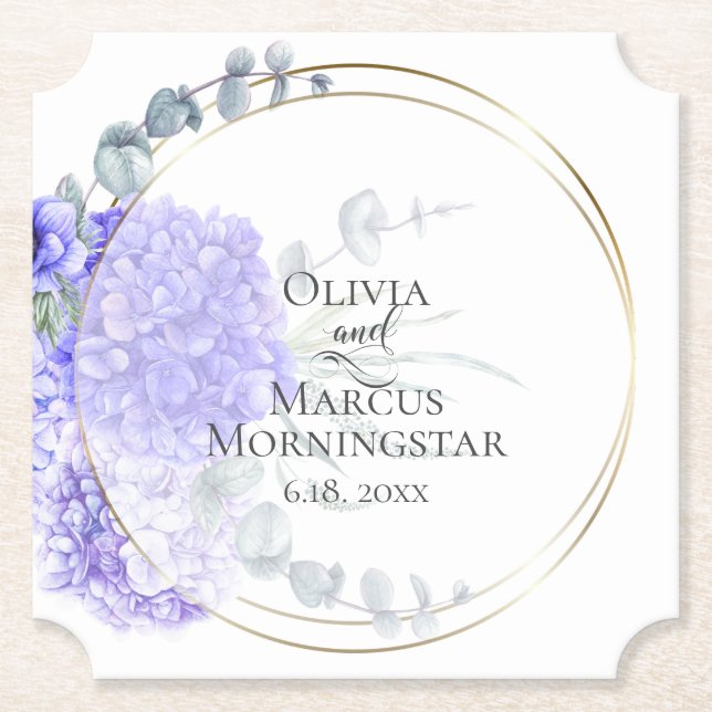 Violet Hydrangea Blommigt Bouquet Luncheon Underlägg Papper (Framsida)