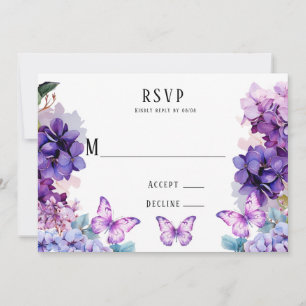 Violet Hydrangea Blommigt Butterfly OSA kort