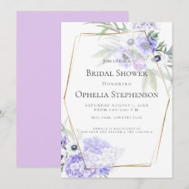 Violet Hydrangea och Anemone Blommigt Bouquet Inbjudningar